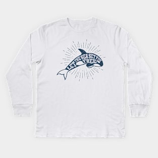 Nautical lettering:Let the sea set you free Kids Long Sleeve T-Shirt
